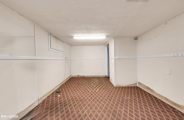 basement with carpet flooring