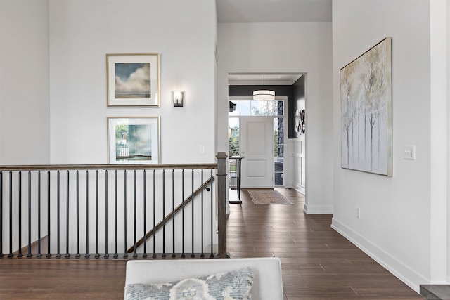 entrance foyer featuring dark hardwood / wood-style flooring