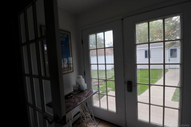 doorway to outside featuring french doors