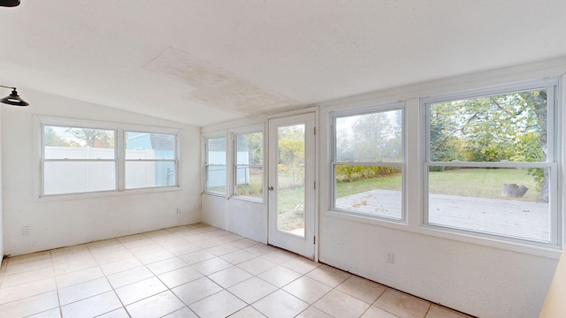 unfurnished sunroom with vaulted ceiling