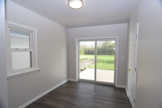 doorway featuring dark hardwood / wood-style flooring