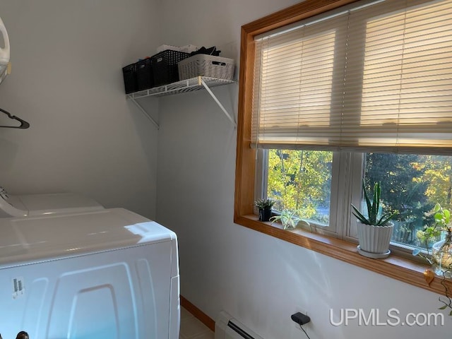 washroom featuring washing machine and clothes dryer