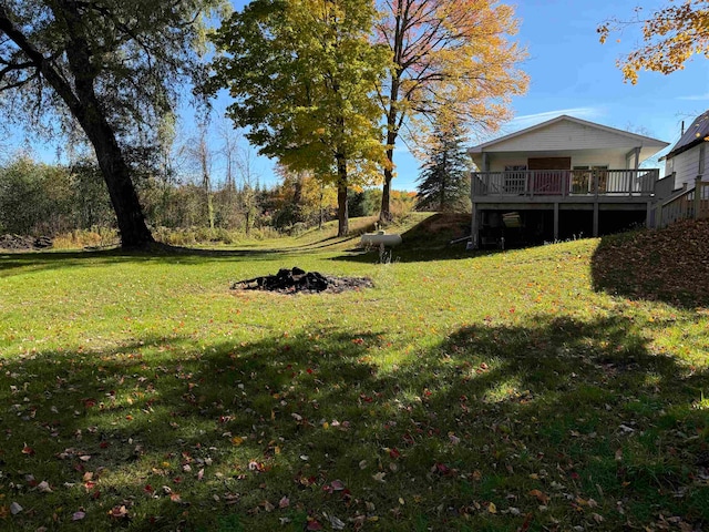 view of yard featuring a deck