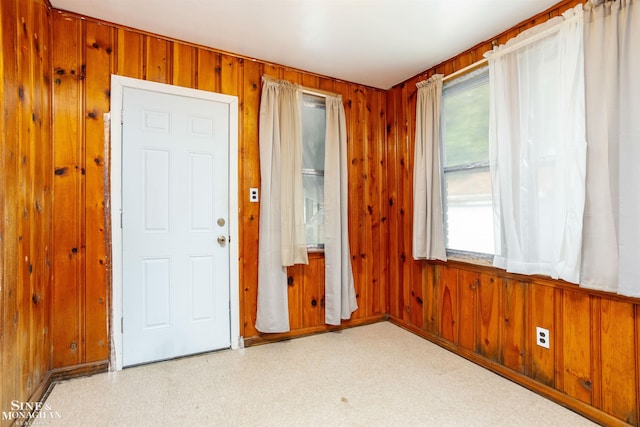 interior space with wood walls