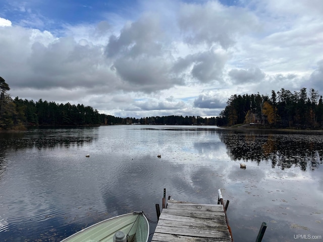 view of dock featuring a water view