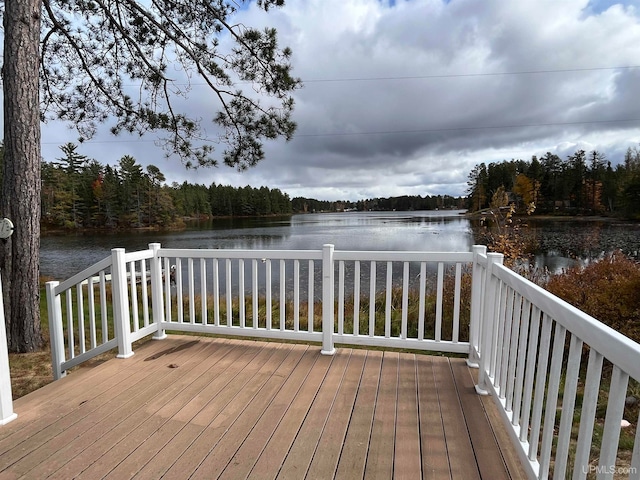 deck with a water view