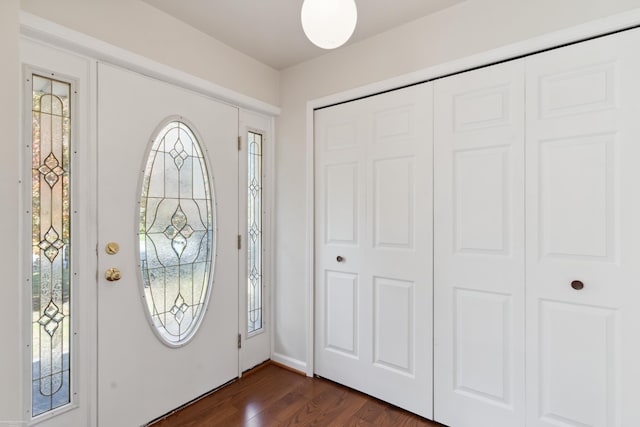 foyer entrance with dark hardwood / wood-style flooring