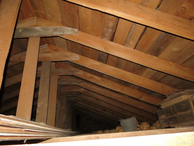 view of unfinished attic