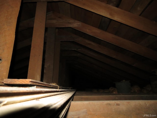 view of unfinished attic