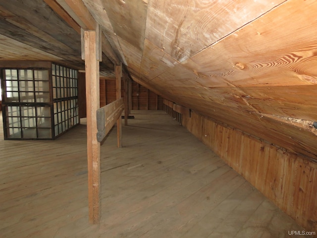 view of unfinished attic