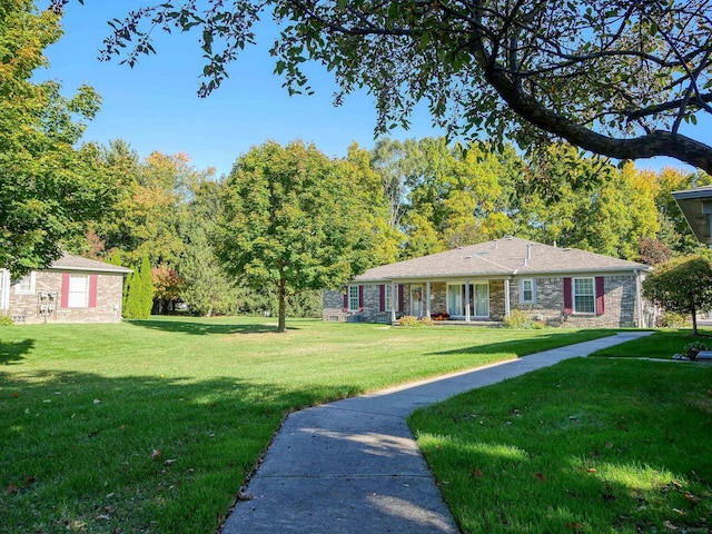 exterior space featuring a front lawn