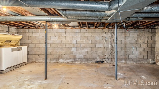 view of unfinished basement