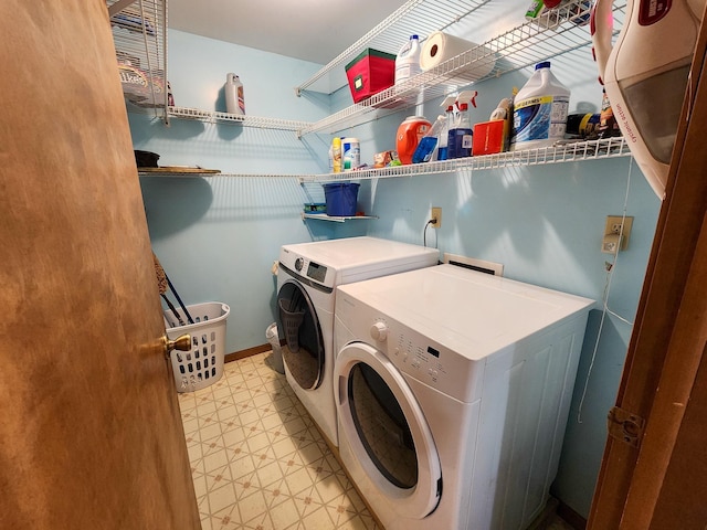 5206 Wolf Ln, Farwell, MI 48622 - laundry area featuring independent washer and dryer and light floors