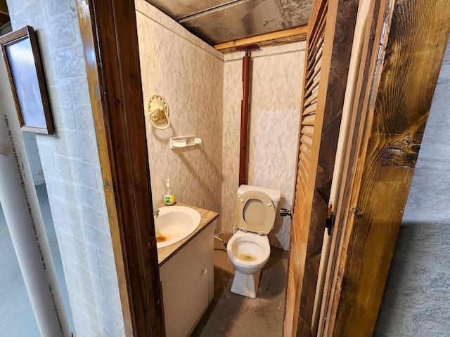 5206 Wolf Ln, Farwell, MI 48622 - half bath with vanity, toilet, and concrete floors