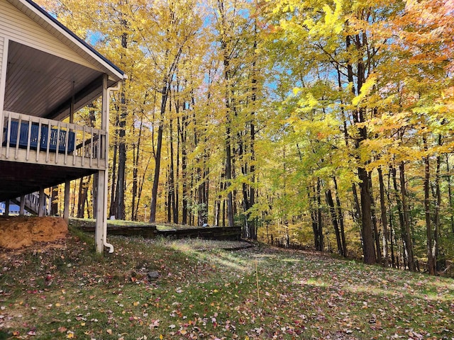 view of yard featuring a deck