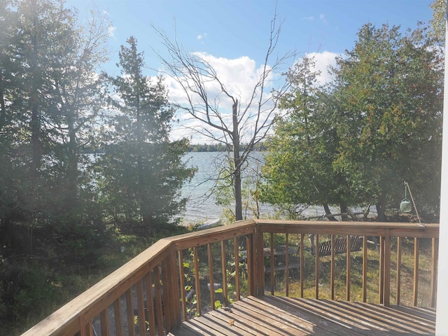 deck with a water view