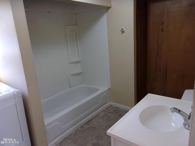 full bathroom with vanity, toilet, and shower / bathtub combination