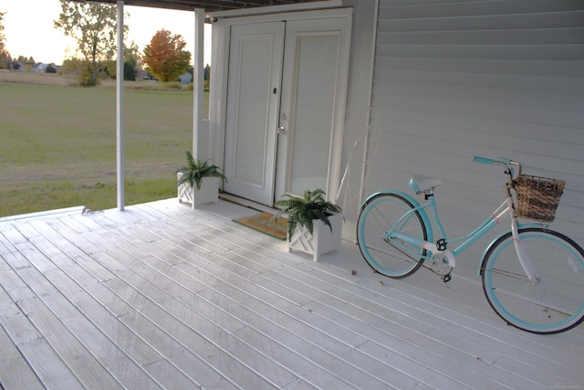 deck with a lawn