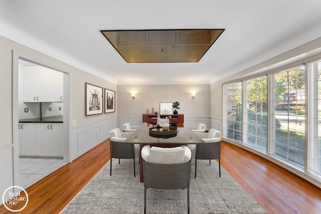 dining space featuring light hardwood / wood-style floors