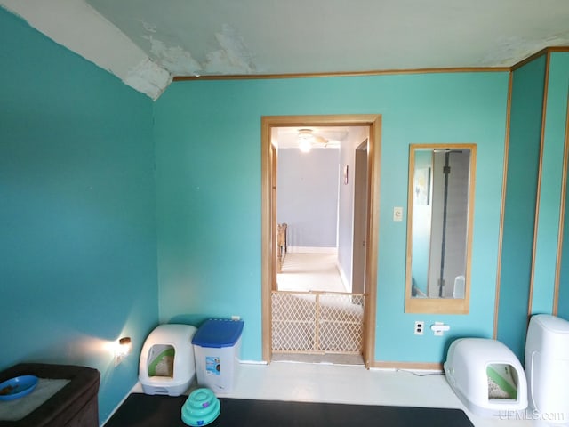 bathroom with vaulted ceiling