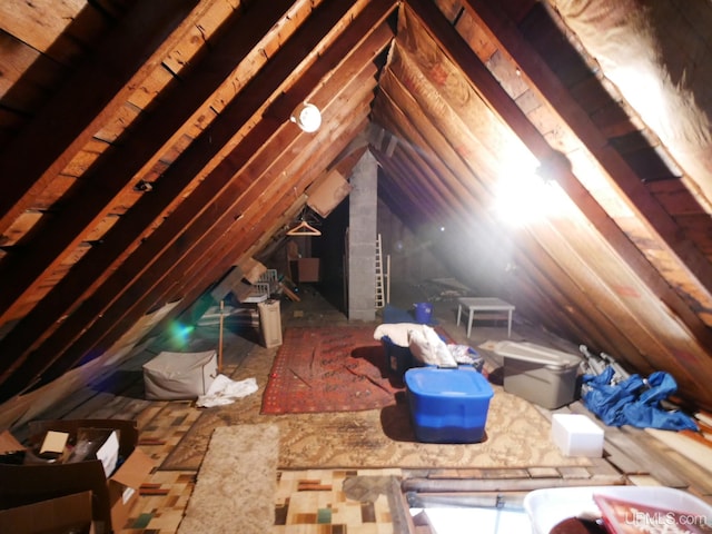 view of unfinished attic