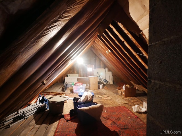 view of unfinished attic