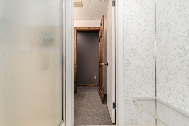 hallway featuring carpet floors