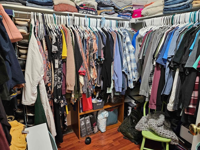 spacious closet featuring hardwood / wood-style floors