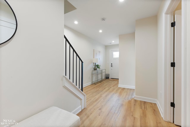 entrance foyer featuring light hardwood / wood-style flooring