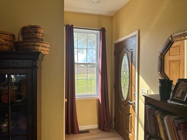 entryway with light hardwood / wood-style flooring