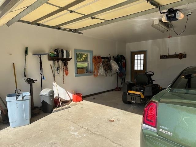 garage with a garage door opener