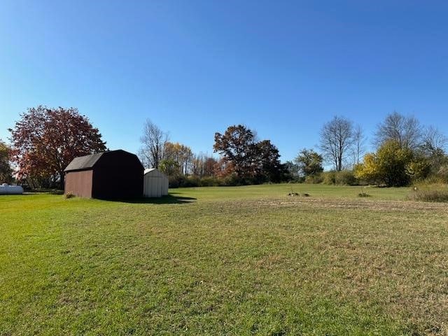 view of yard with a shed