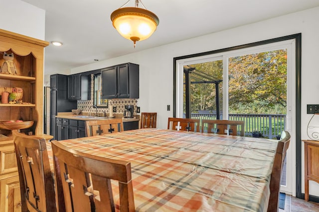 dining space with sink