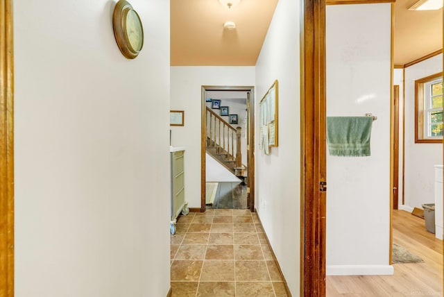 hall with light hardwood / wood-style flooring