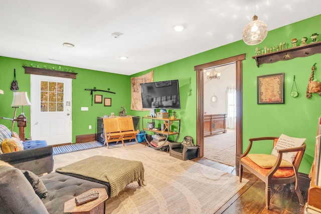 living room with wood-type flooring