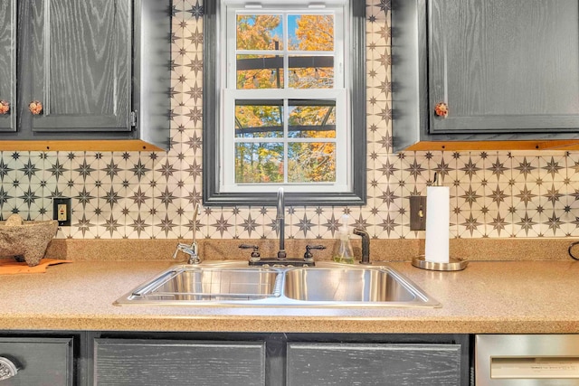 kitchen featuring dishwasher, tasteful backsplash, and sink