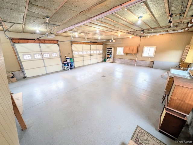 garage with a garage door opener