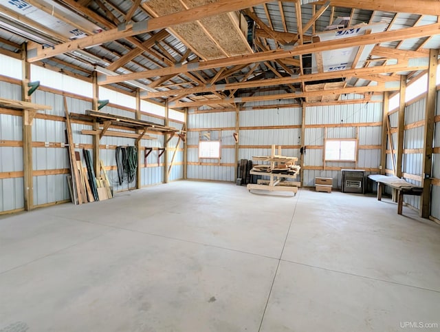 garage featuring metal wall