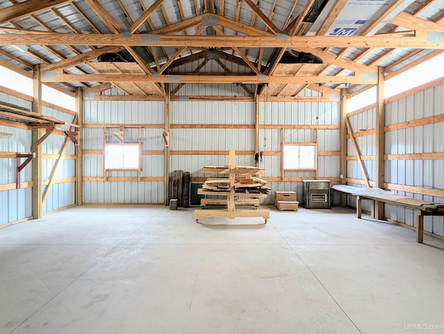garage featuring metal wall
