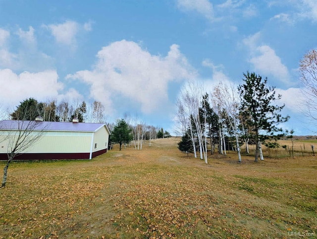 view of yard with a rural view