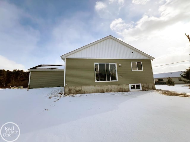 view of snow covered property