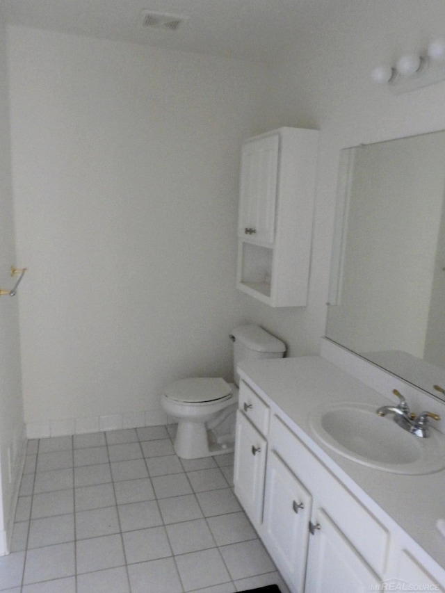 bathroom featuring toilet, vanity, and tile patterned floors