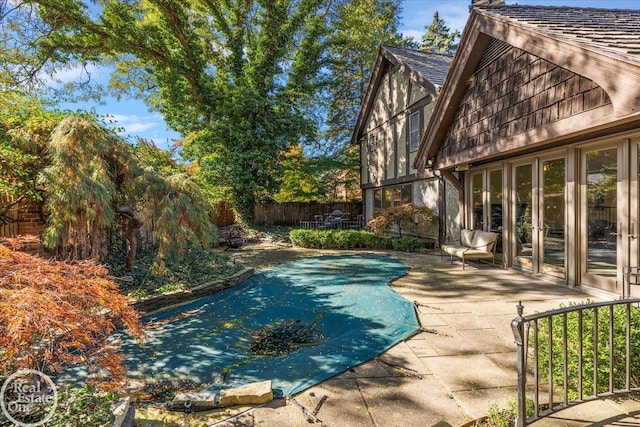 view of swimming pool with a patio area