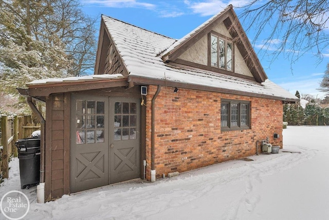 view of snow covered property