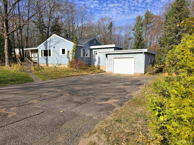 exterior space with a garage