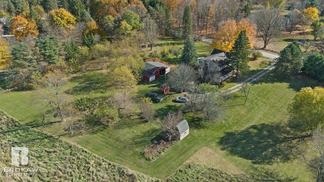 aerial view with a rural view