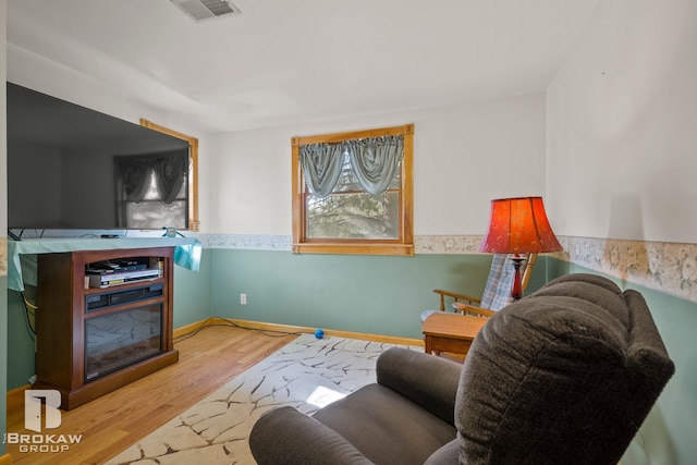 living area featuring light hardwood / wood-style flooring