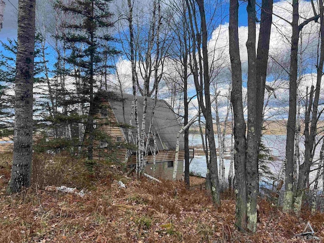 view of landscape featuring a water view