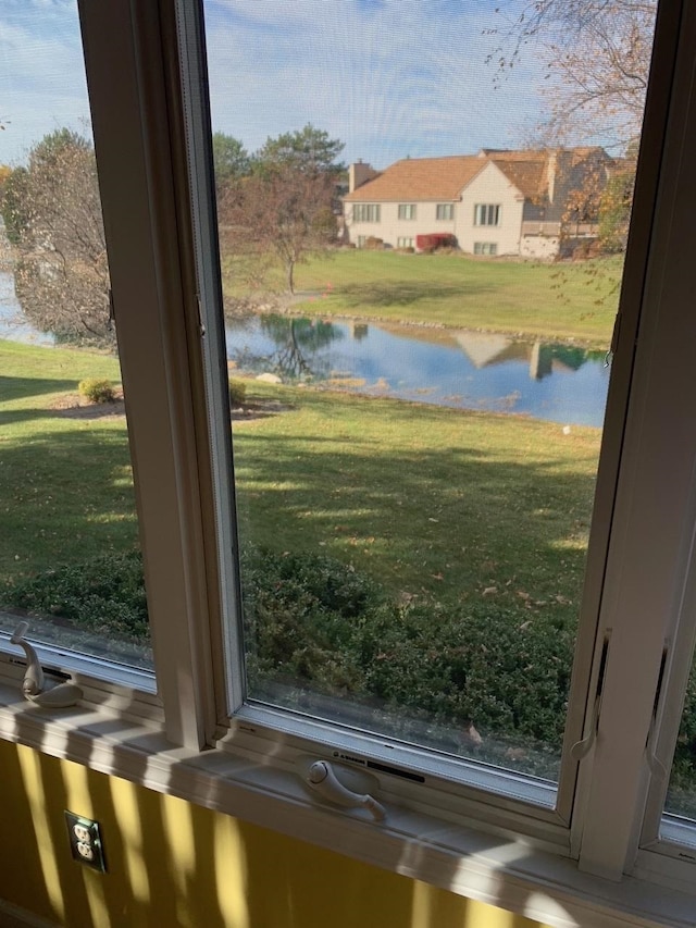 room details featuring a water view