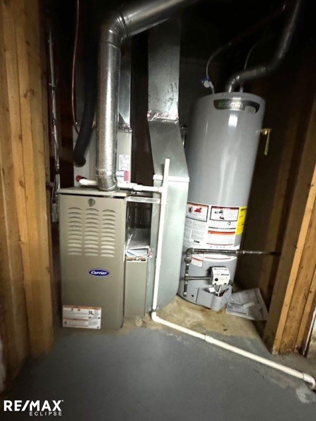 utility room with gas water heater